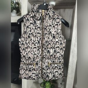 Michael Kors Black and Cream Animal Print Women's Vest SZ Small New No Tags